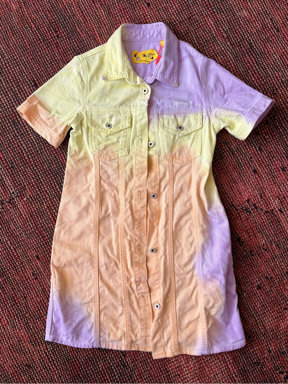 Off-White Kids' Short-Sleeve Ombre Dress in Yellow-Purple-Peach